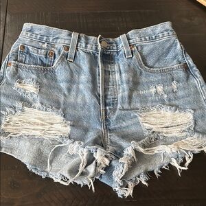 Levi's Blue Distressed Jean Shorts Vintage-Inspired